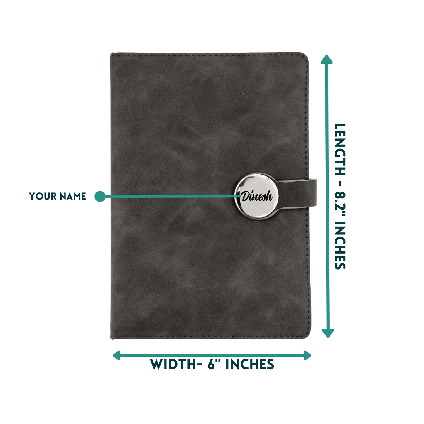Personalized Grey Soft PU Leather A-5 Premium Notebook