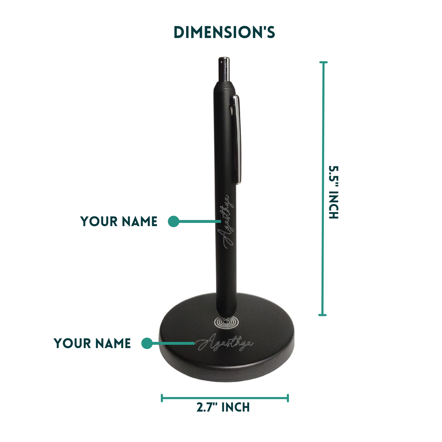 Customized Magnetic Pen With Stand - Black